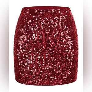 MANER Sequin Skirt Sparkle Stretchy Bodycon Mini Skirts Night Out Party
